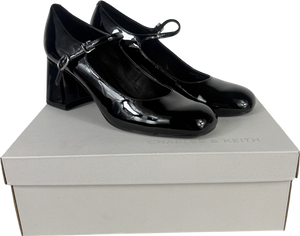 Charles & Keith Black Patent Block-heel Mary Jane Pumps UK 5 EU 38