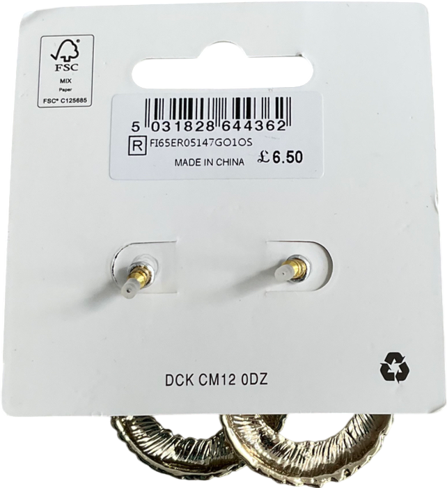 Matalan Metallic Textured Hoop Earrings