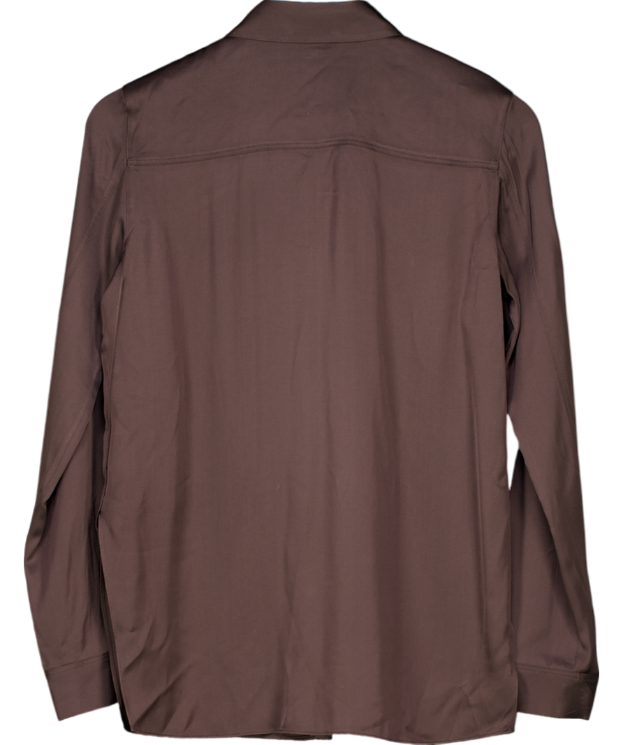 Massimo Dutti Black Flowing Long Sleeve Viscose/Linen blend Satin Shirt UK XS