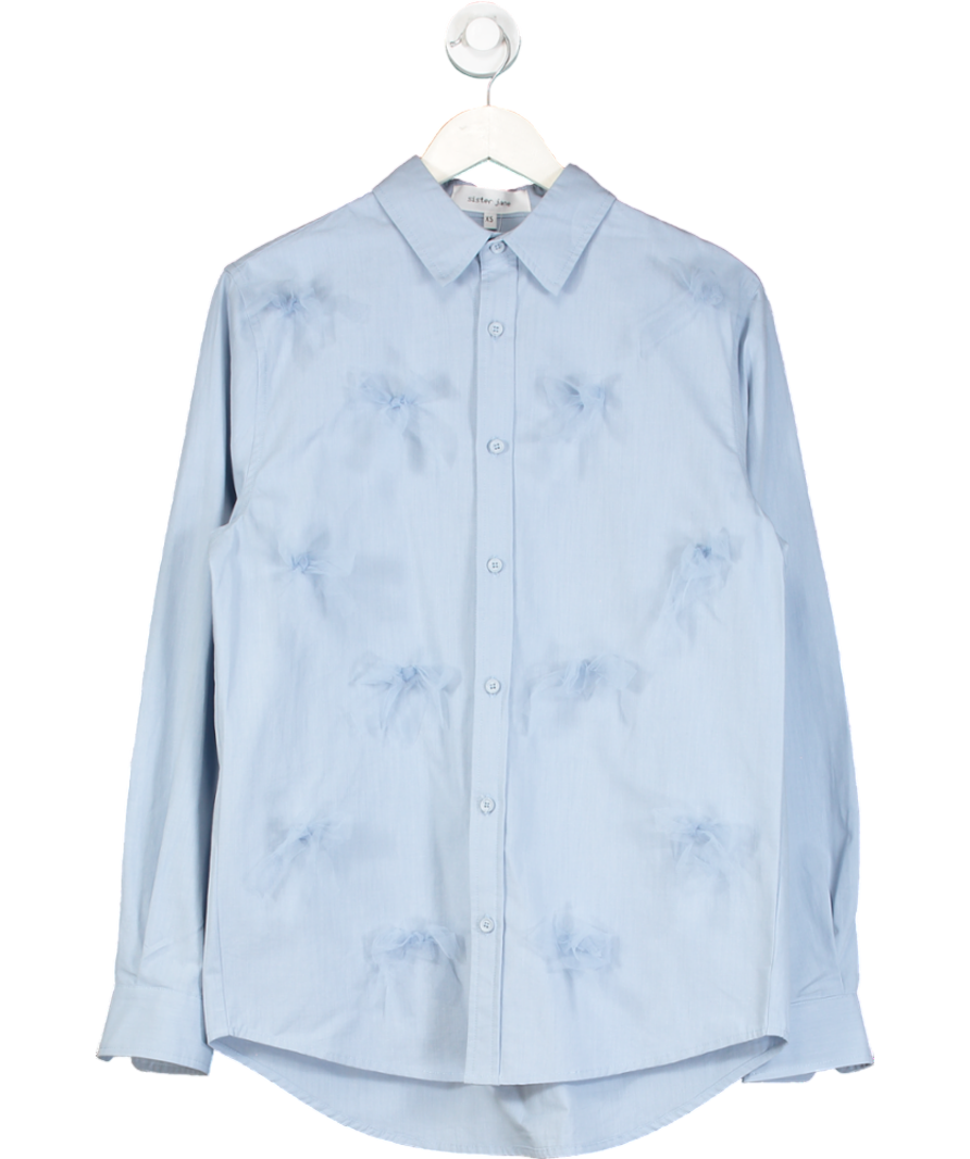 Sister Jane Blue Penny Tulle Bow Shirt UK XS