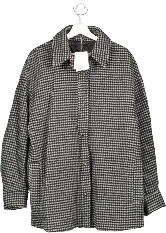 & Other Stories Oversize Mini Houndstooth Shacket In Black BNWT UK L