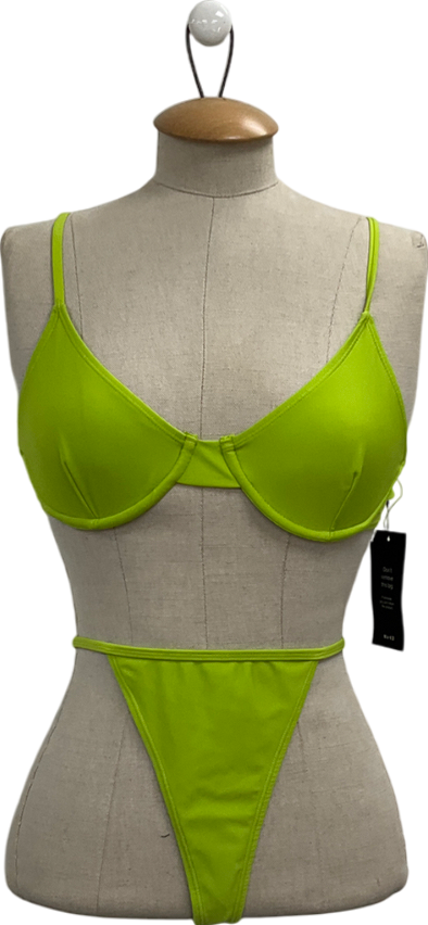 NA-KD Green Thin Strap Bikini String & Bikini Bra UK M
