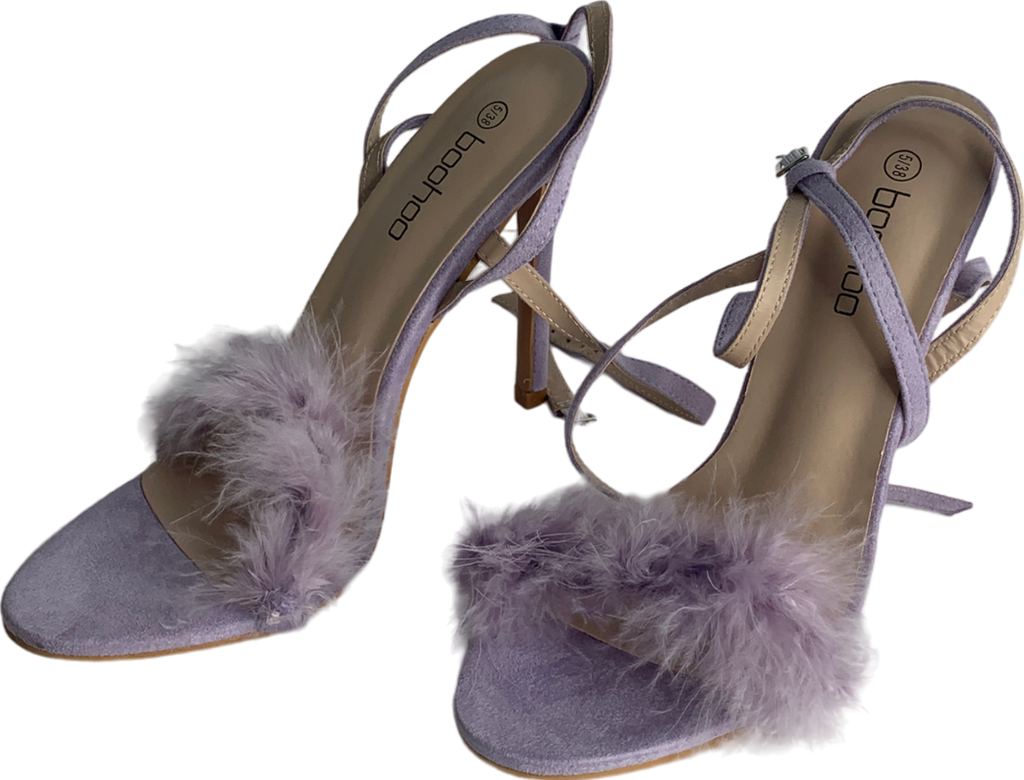 boohoo Purple Feather Trim 2 Part Stilettos UK 5 EU 38 👠