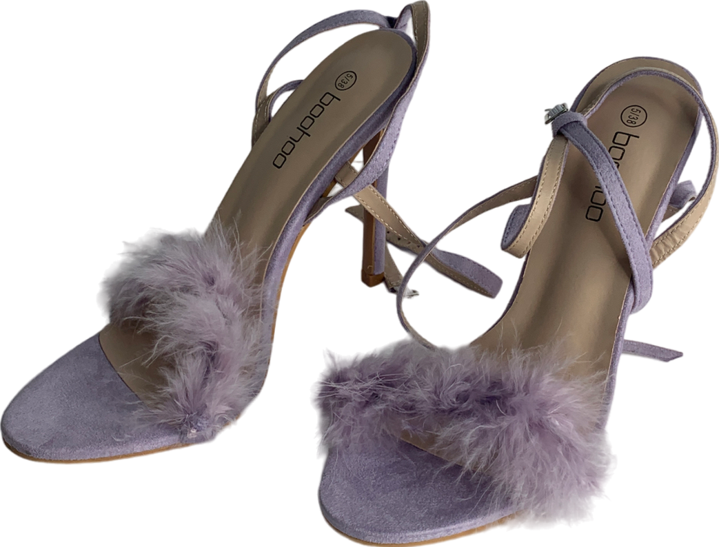 boohoo Purple Feather Trim 2 Part Stilettos UK 5 EU 38 👠