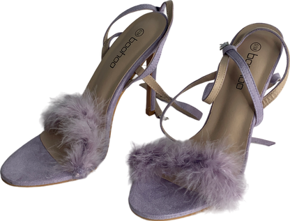 boohoo Purple Feather Trim 2 Part Stilettos UK 5 EU 38 👠