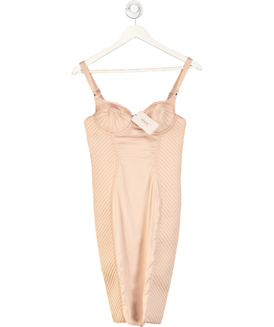 House of CB Nude Lafayette Satin Quilted Mini Dress UK S