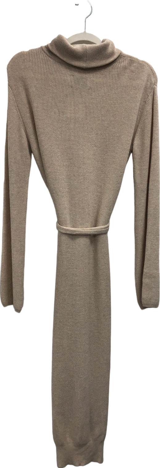 Nanushka Beige Merino/Cashmere Blend High Neck Knitted Dress UK S