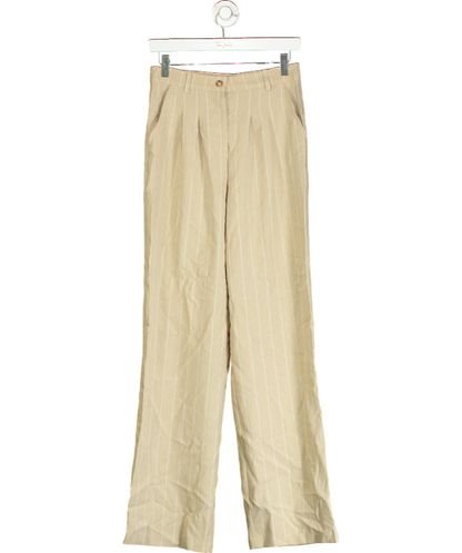 Urban Outfitters Beige Pinstripe Ama Wide Leg Trousers UK S