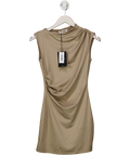 4th & Reckless Beige Senya Ruched Stretch-woven Mini Dress UK 6
