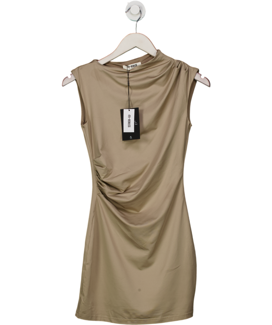 4th & Reckless Beige Senya Ruched Stretch-woven Mini Dress UK 6