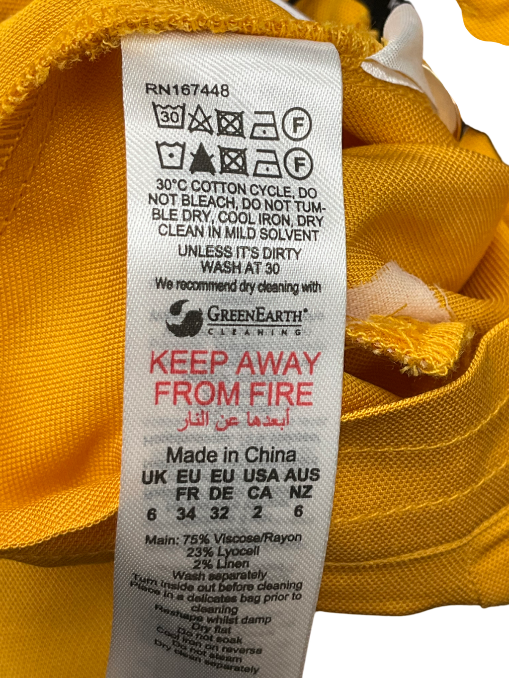 Karen Millen Yellow Premium Viscose Linen Woven Straight Leg Trouser UK 6