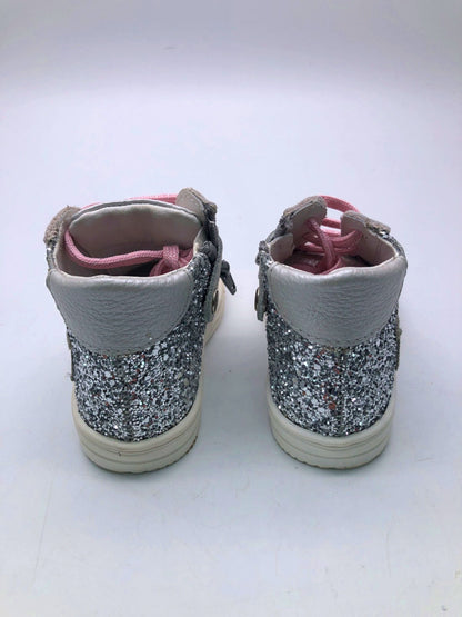 Papouelli Silver Pink Glitter High-Top Trainers Toddler Size 20