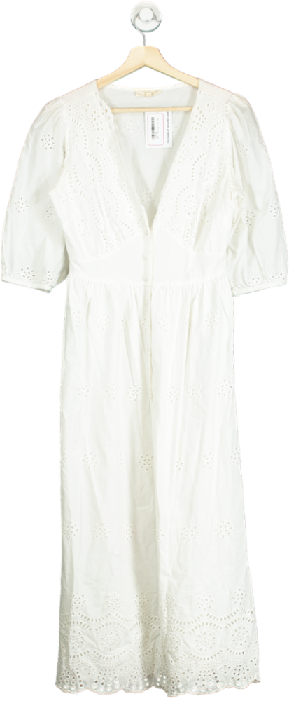 Next White Beachy Eyelet Maxi Dress UK 8