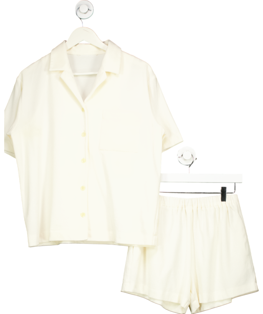 Bouguessa Cream Soft Cotton Shirt And Shorts Set UK S