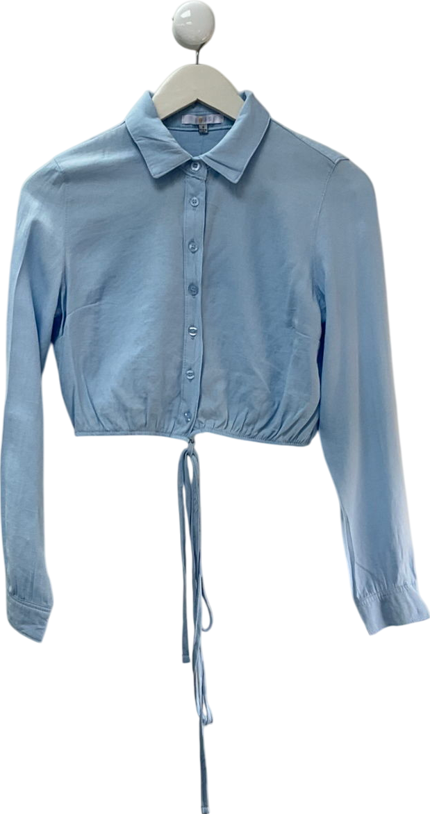 Iris Baby Blue Cropped Tie Up Shirt UK S