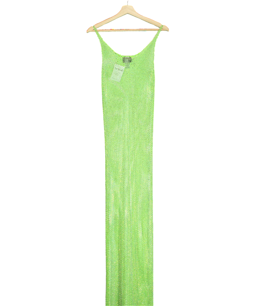 Santa Brands Green Rhinestone-embellished Mesh Long Dress One Size