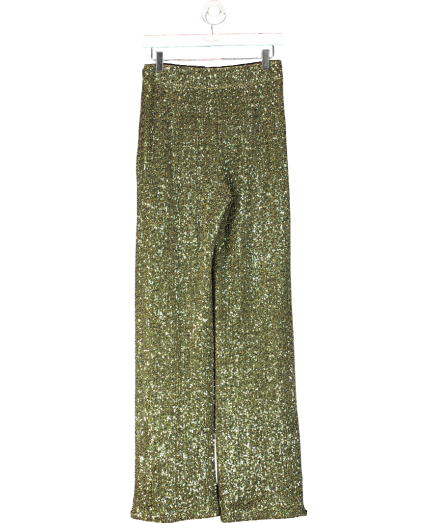 Sezane Green Baptisto Trousers  Khaki Sequins UK 8