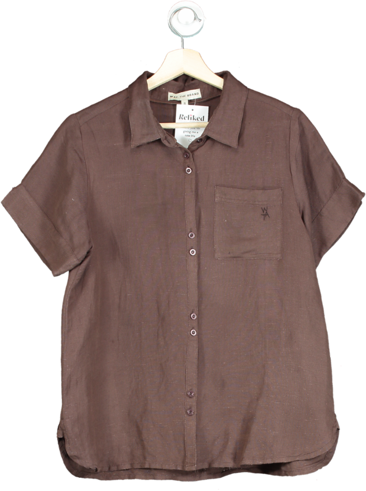 WAT THE BRAND Brown Short Sleeve Shirt UK 8