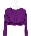 ZARA Purple Gathered Crepe Long Sleeve Crop Top UK S