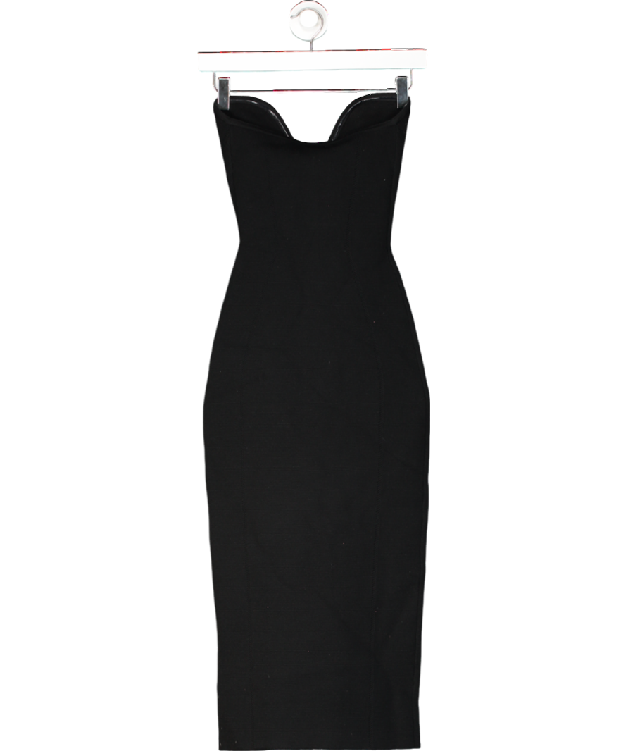 House of CB Black Strapless Knit Midi Dress UK 6