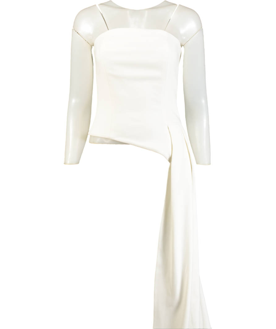 NADINE MERABI Faye White Draped  Satin Crepe Corset Top UK 10