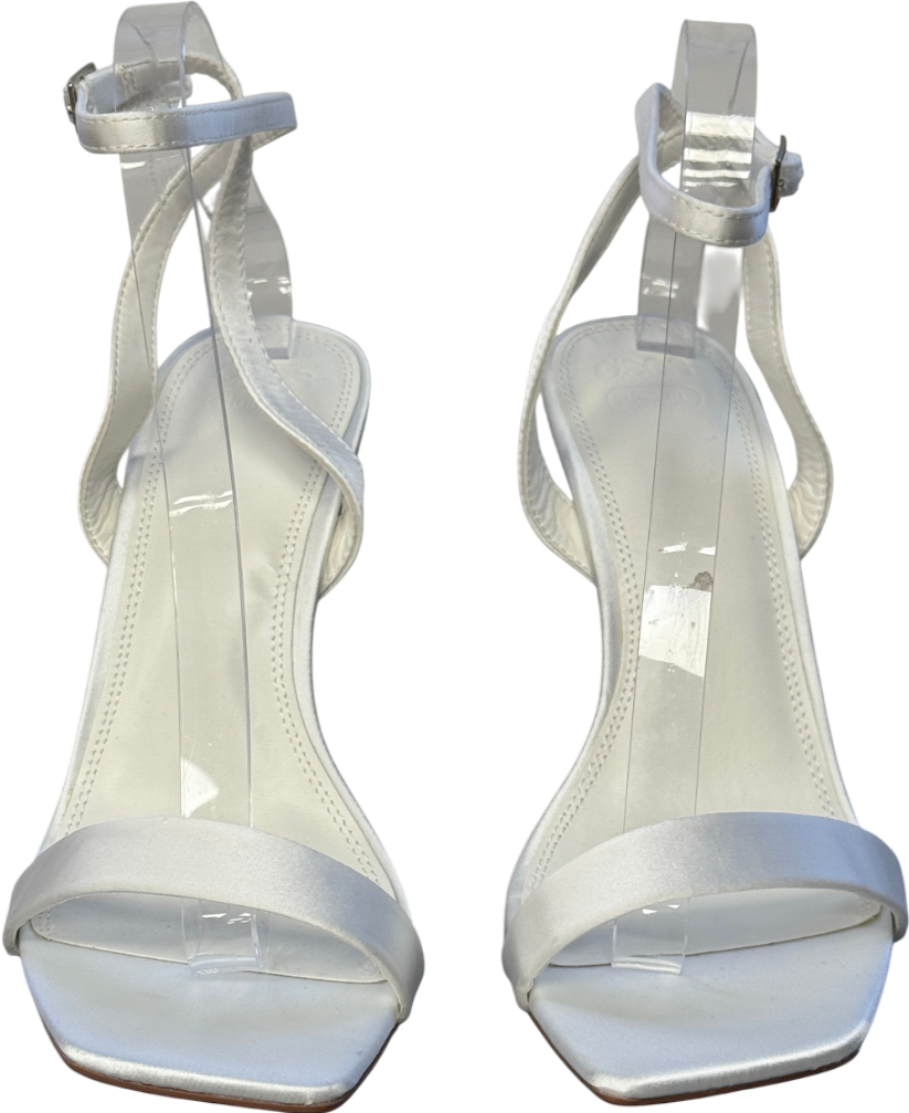 ASOS Barely There Heeled Sandals In Ivory White Satin UK 6 EU 39 👠