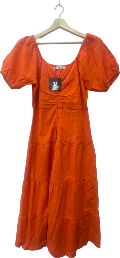 By Very Orange Puff Sleeve Dress UK 12