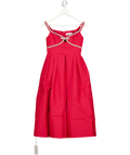 Self Portrait Bow-embellished Midi Dress In Red UK 6