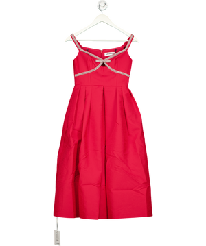 SELF PORTRAIT Crystal Bow-embellished Midi Dress In Red UK 4
