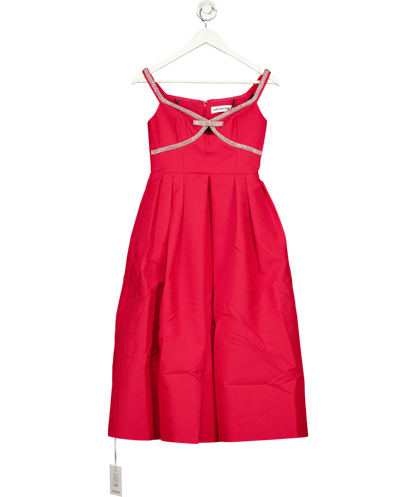 Self-Portrait Bow-embellished Midi Dress In Red UK 6