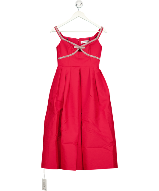 Self-Portrait Bow-embellished Midi Dress In Red UK 12