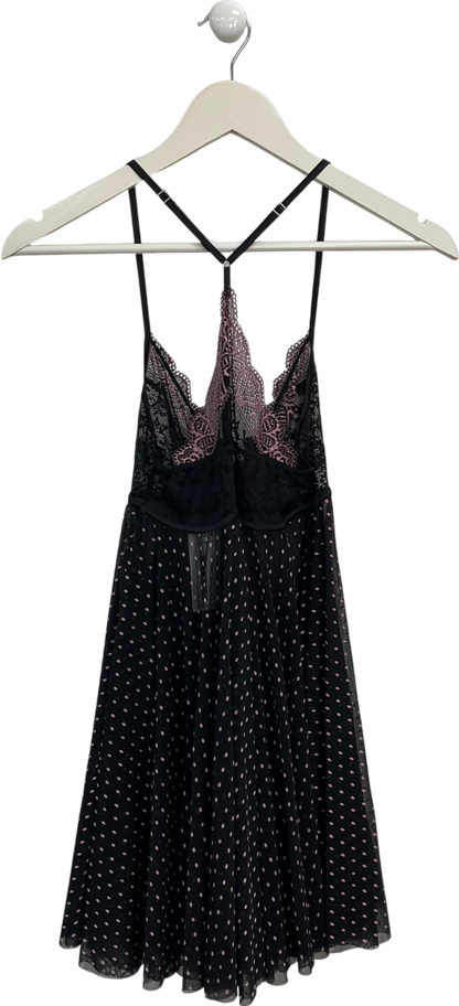 Intimissimi Black Lace Trimmed Sheer Mesh Slip Dressv UK XS/S