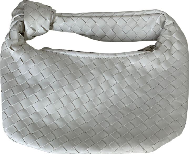 White Woven Top Handle Bag One Size