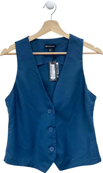 PrettyLittleThing Petrol Blue Woven Fitted Pocket Detail Waistcoat UK 10