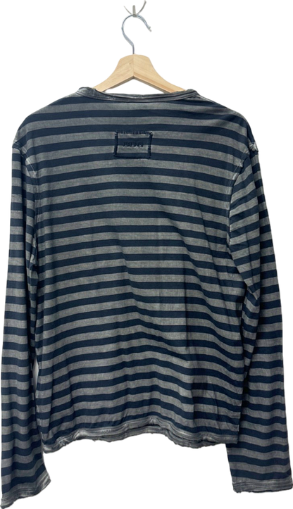 BDG Navy Blue Striped Long Sleeve T-Shirt UK M