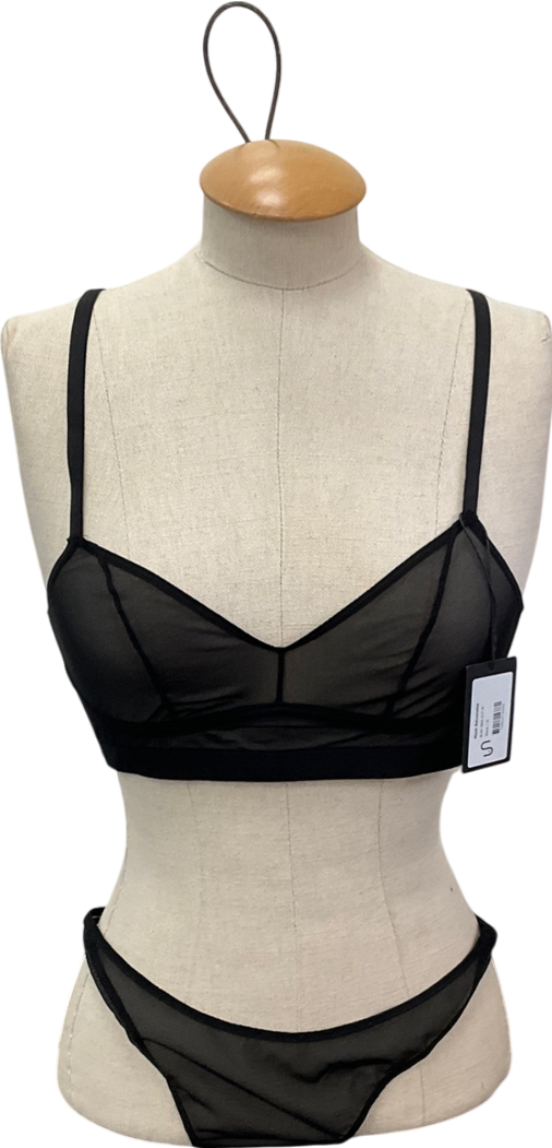 understatement Black Mesh Support Bra & Underwear UK M