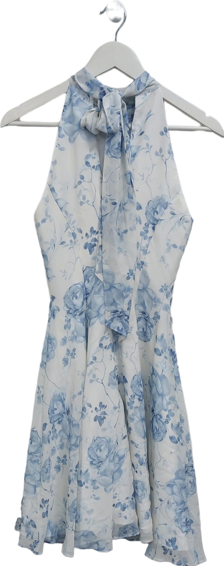 AW Bridal Blue Floral Chiffon Swing Dress UK S