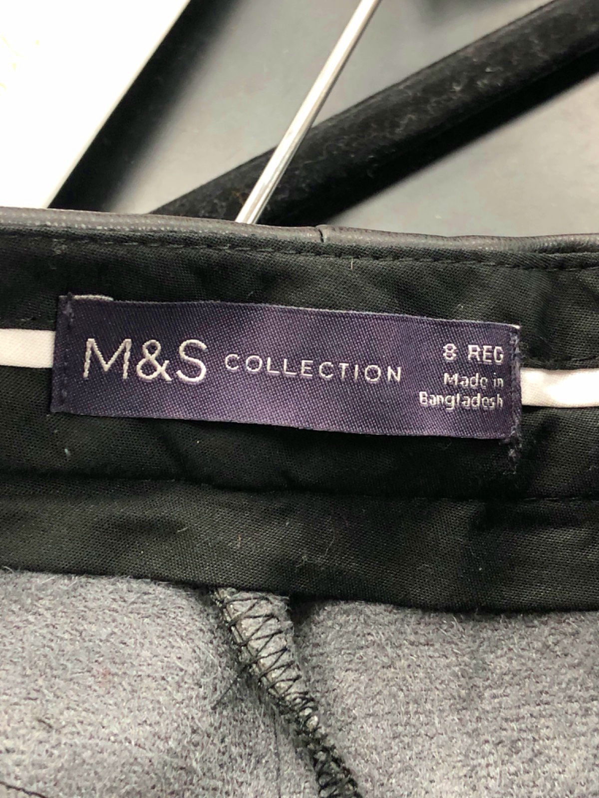 M&S Black Faux Leather Trousers Regular UK 8