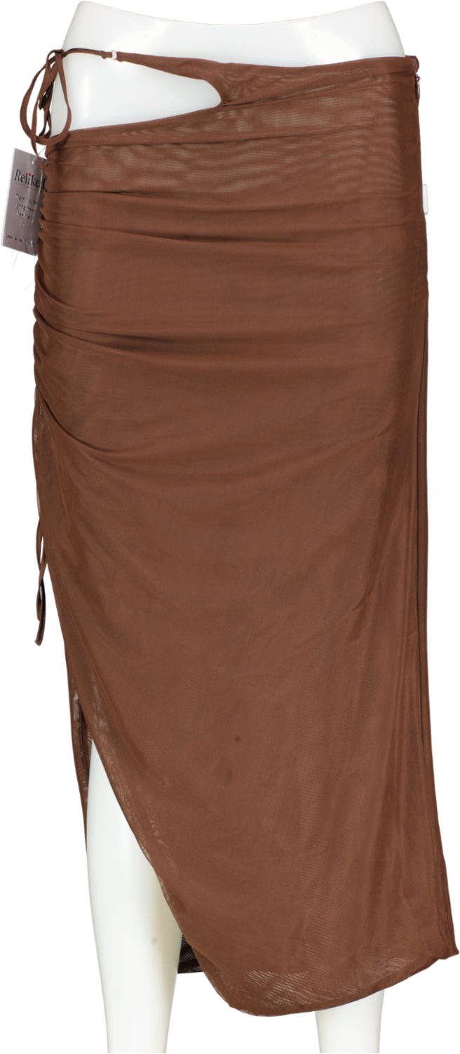 Mistress Rocks Brown Cut Out Skirt UK S