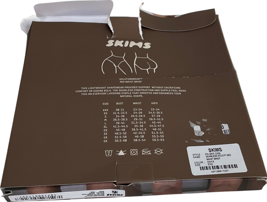 SKIMS Black Seamless Sculpt Mid Waist Brief - Onyx UK XXS