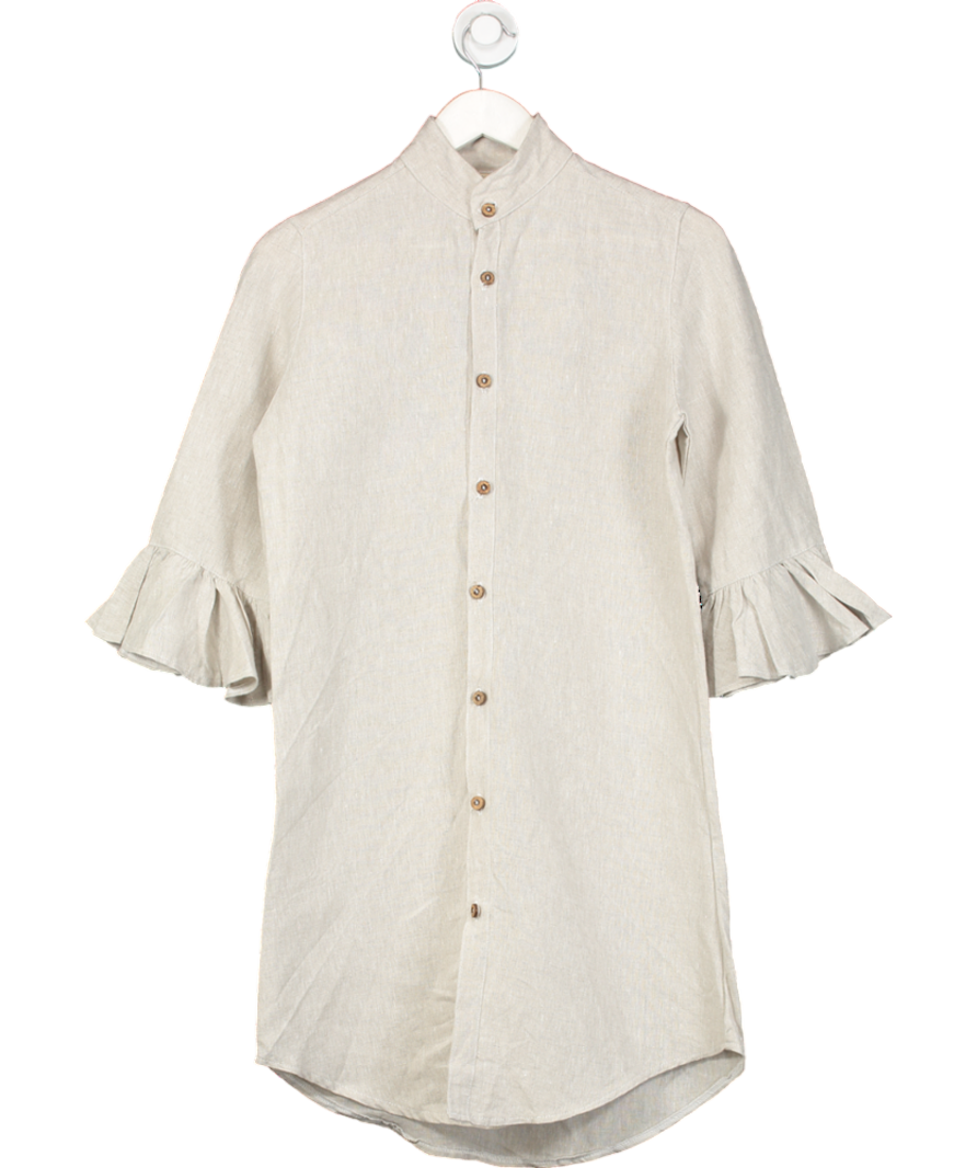 Freya Lillie Natural Beige Linen Marcia Frilled Shirt UK 6-8