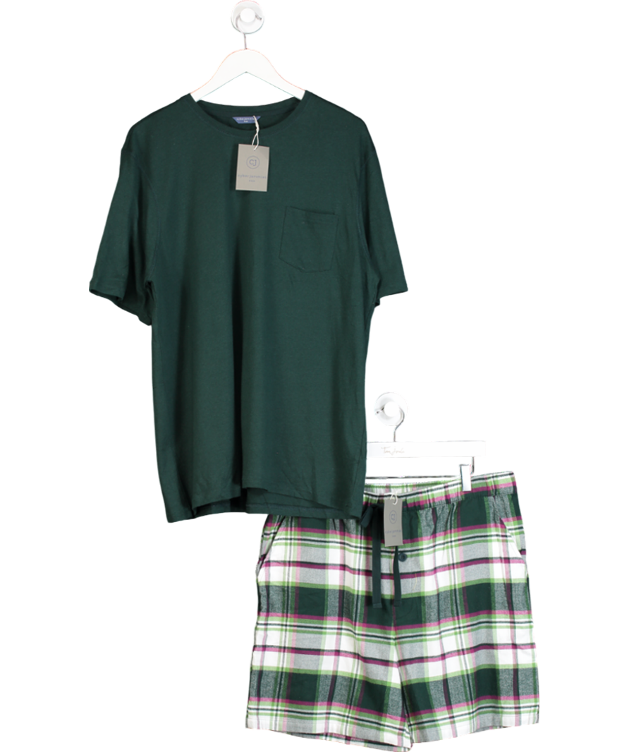 cyberjammies Green Forrest Mens Brushed Check Shorts & Knit Top Set UK L
