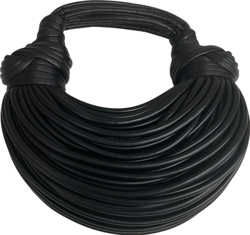 Black Noodle Rope Knotted Hobo Handbag One Size