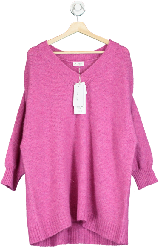 American Vintage East Pink Super Soft V-neck Jumper One Size