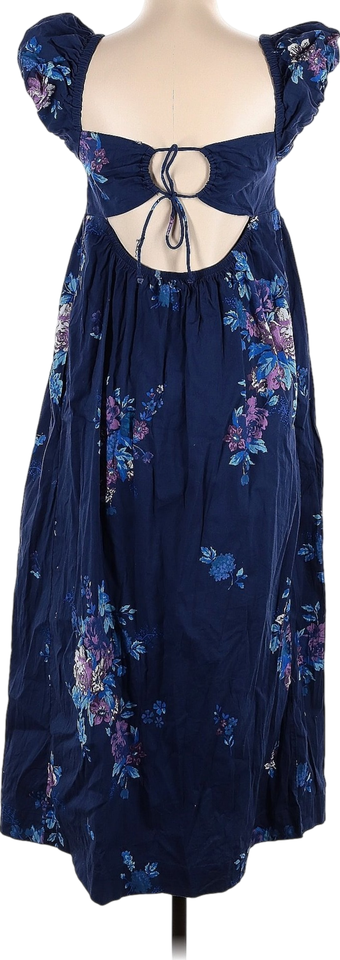 Free People Blue Linda Lou Poplin Maxi Dress UK XS