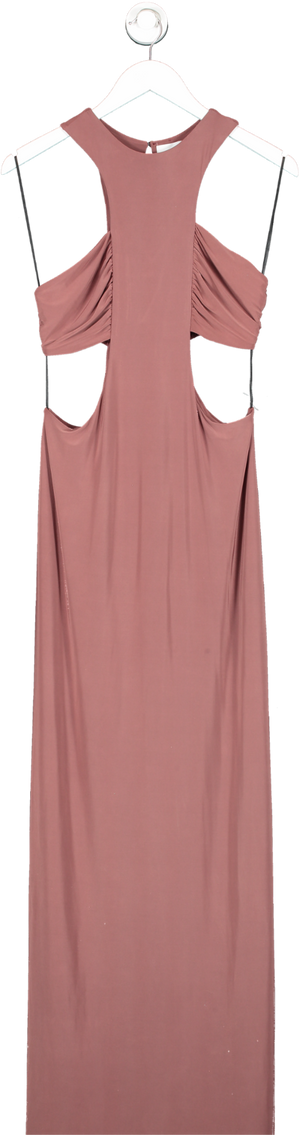 MISA Los Angeles Lyra‎ Cut Out Jersey Knit Maxi Dress in Dusty Rose Pink UK S