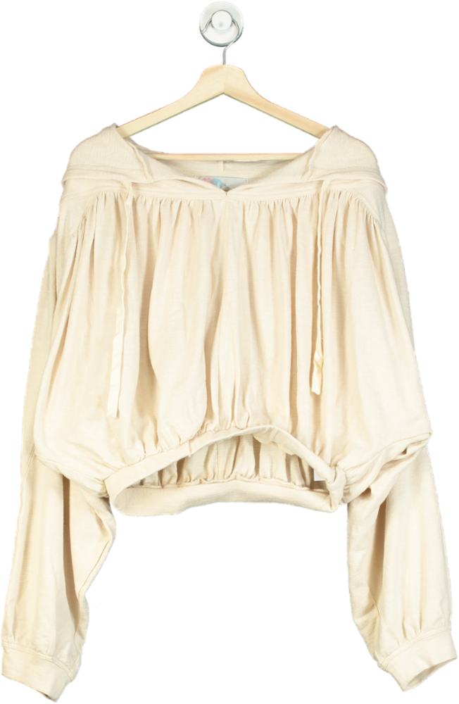 Free People Beige Hooded Sweatshirt UK L