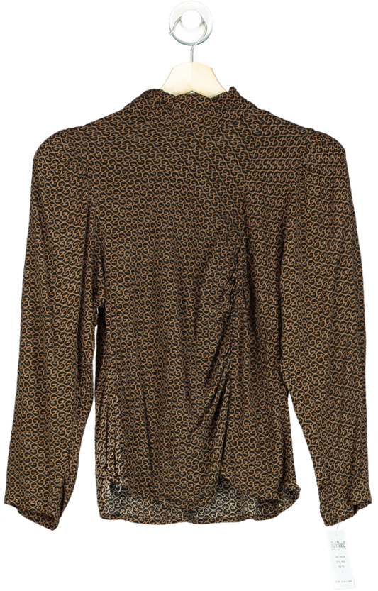 Gestuz Brown Patterned Long Sleeve Top UK 10