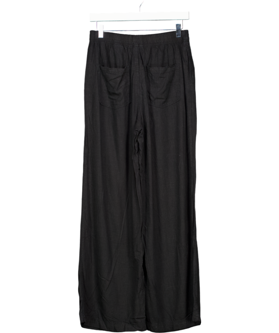 H&M Black Wide Linen Trousers UK S