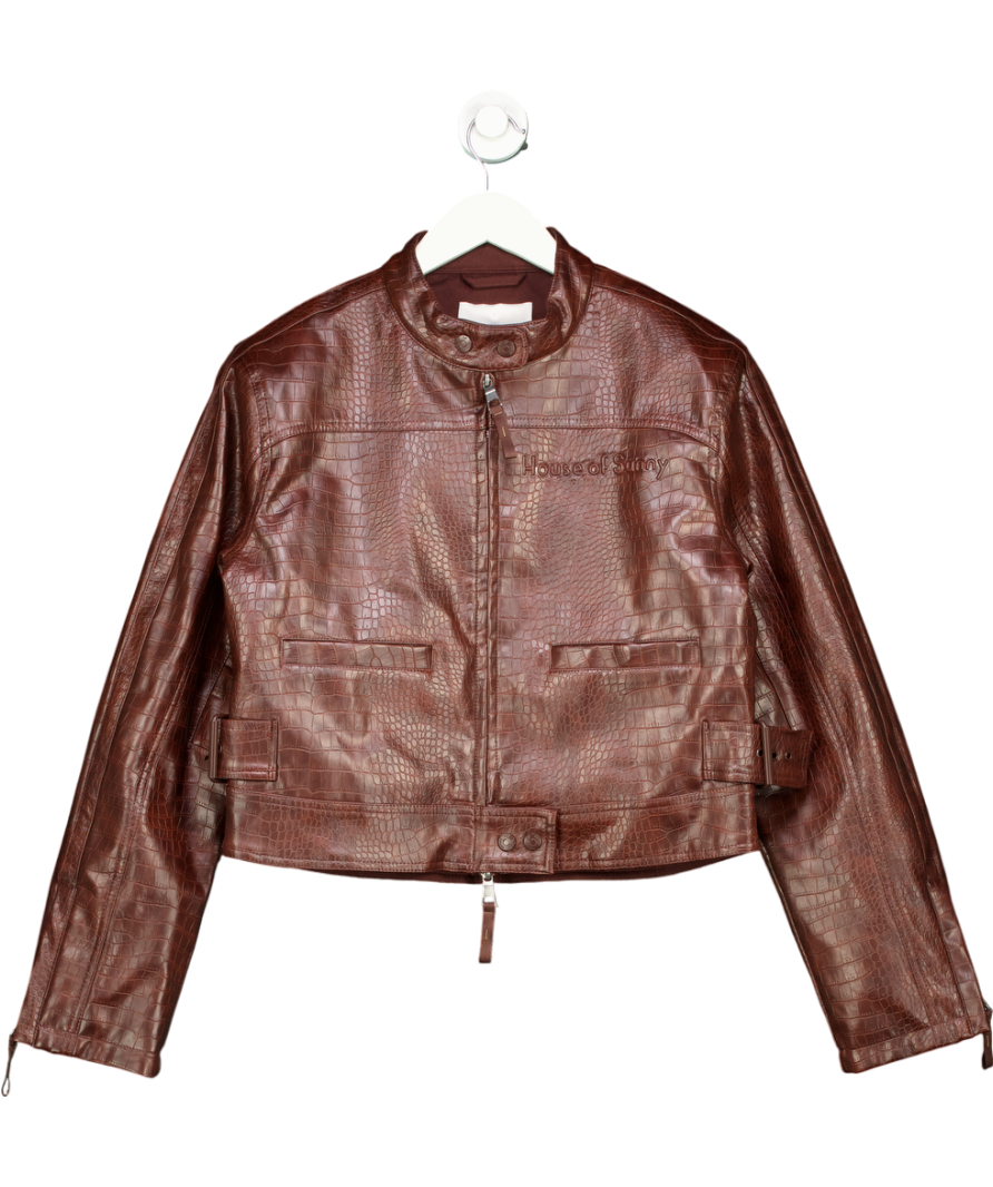 HOUSE OF SUNNY Brown Take A Trip Mini Racer Jacket UK 6